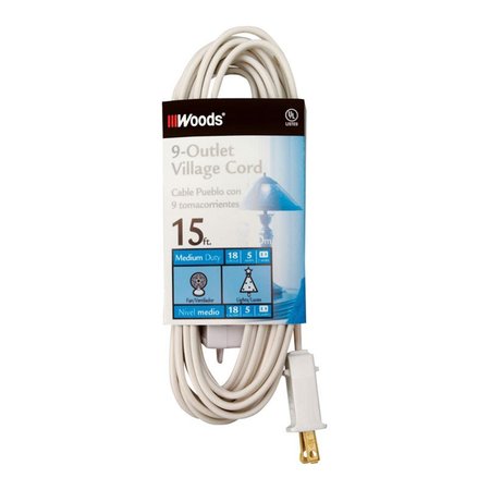 WOODS 15 ft. Indoor Extension Cord with Switch, White WO6298